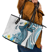 Personalised Aloha Hawaii Kahoolawe Island Leather Tote Bag Target Isle Map With Humpback Whale LT14 - Polynesian Pride