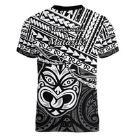 Matariki New Zealand Women V Neck T Shirt Maori New Year Tiki Black Version LT14