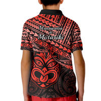 Matariki New Zealand Kid Polo Shirt Maori New Year Tiki Red Version LT14 - Polynesian Pride