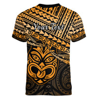 Personalised Matariki New Zealand Women V Neck T Shirt Maori New Year Tiki Gold Version LT14