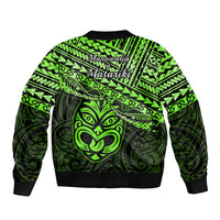 Matariki New Zealand Bomber Jacket Maori New Year Tiki Green Version LT14