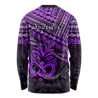 Personalised Matariki New Zealand Long Sleeve Shirt Maori New Year Tiki Purple Version LT14