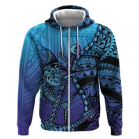 Personalised Polynesia Blue Marlin Fishing Zip Hoodie Marlin Anchor Tattoo Polynesian Pattern LT14 Zip Hoodie Purple - Polynesian Pride
