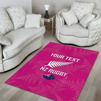 Custom New Zealand Silver Fern Rugby Area Rug Go Aotearoa - Pink Version LT14 - Polynesian Pride