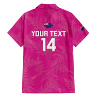 Custom New Zealand Silver Fern Rugby Family Matching Off Shoulder Maxi Dress and Hawaiian Shirt Go Aotearoa - Pink Version