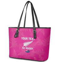 Custom New Zealand Silver Fern Rugby Leather Tote Bag Go Aotearoa - Pink Version