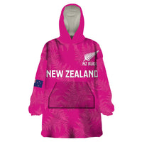 Custom New Zealand Silver Fern Rugby Wearable Blanket Hoodie Go Aotearoa - Pink Version LT14 One Size Pink - Polynesian Pride