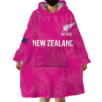 Custom New Zealand Silver Fern Rugby Wearable Blanket Hoodie Go Aotearoa - Pink Version LT14 - Polynesian Pride