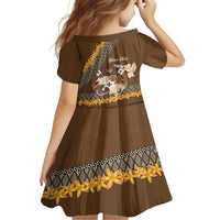 Personalised Tonga Language Week Family Matching Summer Maxi Dress and Hawaiian Shirt Malo e Lelei Tongan Ngatu Pattern - Brown LT14 - Polynesian Pride