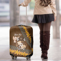 Personalised Tonga Language Week Luggage Cover Malo e Lelei Tongan Ngatu Pattern - Brown LT14 - Polynesian Pride