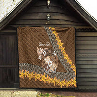 Personalised Tonga Language Week Quilt Malo e Lelei Tongan Ngatu Pattern - Brown LT14 - Polynesian Pride