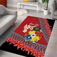 Personalised Tonga Language Week Area Rug Malo e Lelei Tongan Ngatu Pattern - Red LT14 - Polynesian Pride