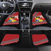 Personalised Tonga Language Week Car Mats Malo e Lelei Tongan Ngatu Pattern - Red
