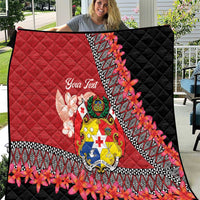Personalised Tonga Language Week Quilt Malo e Lelei Tongan Ngatu Pattern - Red LT14 Red - Polynesian Pride