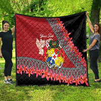 Personalised Tonga Language Week Quilt Malo e Lelei Tongan Ngatu Pattern - Red LT14 - Polynesian Pride