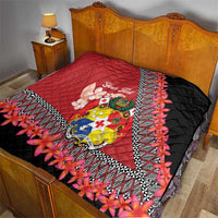 Personalised Tonga Language Week Quilt Malo e Lelei Tongan Ngatu Pattern - Red LT14 - Polynesian Pride