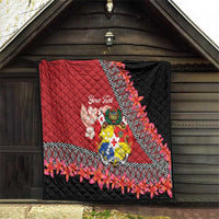 Personalised Tonga Language Week Quilt Malo e Lelei Tongan Ngatu Pattern - Red LT14 - Polynesian Pride