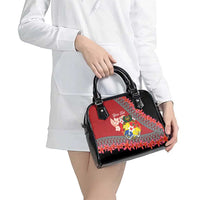 Personalised Tonga Language Week Shoulder Handbag Malo e Lelei Tongan Ngatu Pattern - Red