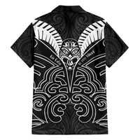 Kia Kaha Te Reo Maori Family Matching Off Shoulder Short Dress and Hawaiian Shirt Aotearoa Hei Tiki With Hongi