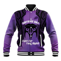 Personalised New Zealand Suffrage Day Baseball Jacket Maori Tattoo Galaxy Vibe - Polynesian Pride