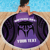 Personalised New Zealand Suffrage Day Beach Blanket Maori Tattoo Galaxy Vibe - Polynesian Pride