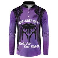 Personalised New Zealand Suffrage Day Button Sweatshirt Maori Tattoo Galaxy Vibe - Polynesian Pride