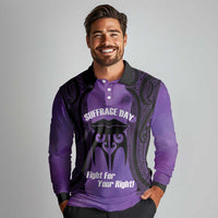 Personalised New Zealand Suffrage Day Long Sleeve Polo Shirt Maori Tattoo Galaxy Vibe - Polynesian Pride