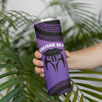 Personalised New Zealand Suffrage Day Skinny Tumbler Maori Tattoo Galaxy Vibe - Polynesian Pride