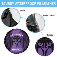 Personalised New Zealand Suffrage Day Spare Tire Cover Maori Tattoo Galaxy Vibe - Polynesian Pride