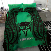 Personalised Moko Kauae New Zealand Bedding Set Maori Chin Tattoo Green - Polynesian Pride