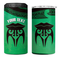 Personalised Moko Kauae New Zealand 4 in 1 Can Cooler Tumbler Maori Chin Tattoo Green - Polynesian Pride