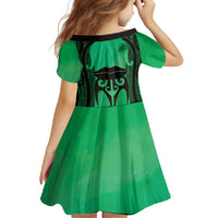 Personalised Moko Kauae New Zealand Family Matching Tank Maxi Dress and Hawaiian Shirt Maori Chin Tattoo Green - Polynesian Pride