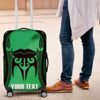 Personalised Moko Kauae New Zealand Luggage Cover Maori Chin Tattoo Green - Polynesian Pride