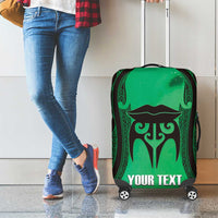 Personalised Moko Kauae New Zealand Luggage Cover Maori Chin Tattoo Green - Polynesian Pride