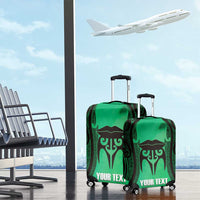 Personalised Moko Kauae New Zealand Luggage Cover Maori Chin Tattoo Green - Polynesian Pride