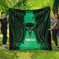 Personalised Moko Kauae New Zealand Quilt Maori Chin Tattoo Green - Polynesian Pride