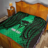 Personalised Moko Kauae New Zealand Quilt Maori Chin Tattoo Green - Polynesian Pride