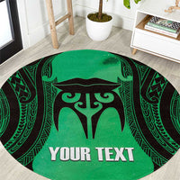 Personalised Moko Kauae New Zealand Round Carpet Maori Chin Tattoo Green - Polynesian Pride