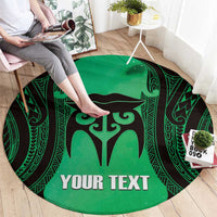 Personalised Moko Kauae New Zealand Round Carpet Maori Chin Tattoo Green - Polynesian Pride