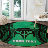 Personalised Moko Kauae New Zealand Round Carpet Maori Chin Tattoo Green - Polynesian Pride