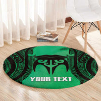 Personalised Moko Kauae New Zealand Round Carpet Maori Chin Tattoo Green - Polynesian Pride