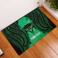 Personalised Moko Kauae New Zealand Rubber Doormat Maori Chin Tattoo Green - Polynesian Pride