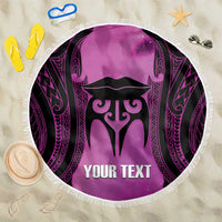 Personalised Moko Kauae New Zealand Beach Blanket Maori Chin Tattoo Pink - Polynesian Pride