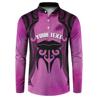 Personalised Moko Kauae New Zealand Button Sweatshirt Maori Chin Tattoo Pink - Polynesian Pride