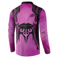 Personalised Moko Kauae New Zealand Button Sweatshirt Maori Chin Tattoo Pink - Polynesian Pride