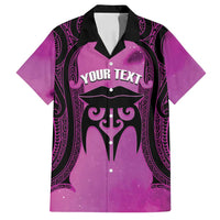 Personalised Moko Kauae New Zealand Family Matching Long Sleeve Bodycon Dress and Hawaiian Shirt Maori Chin Tattoo Pink - Polynesian Pride