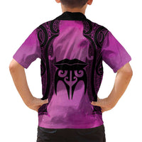 Personalised Moko Kauae New Zealand Family Matching Tank Maxi Dress and Hawaiian Shirt Maori Chin Tattoo Pink - Polynesian Pride