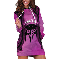 Personalised Moko Kauae New Zealand Hoodie Dress Maori Chin Tattoo Pink - Polynesian Pride