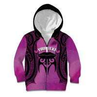 Personalised Moko Kauae New Zealand Kid Hoodie Maori Chin Tattoo Pink - Polynesian Pride