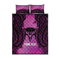 Personalised Moko Kauae New Zealand Quilt Bed Set Maori Chin Tattoo Pink - Polynesian Pride